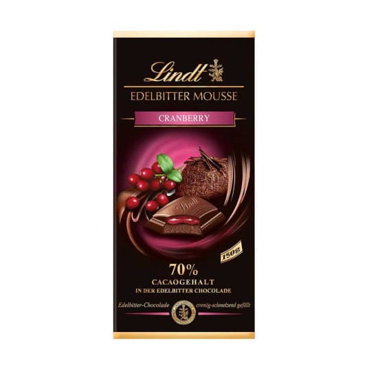 Lindt Edelbitter Mousse Cranberry 70% Cacaogehalt 150g