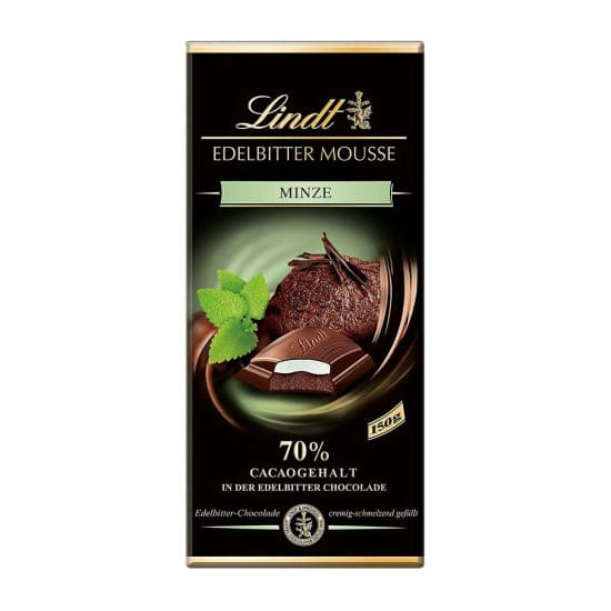 Lindt Edelbitter Mousse Minze 70% Cacaogehalt 150g