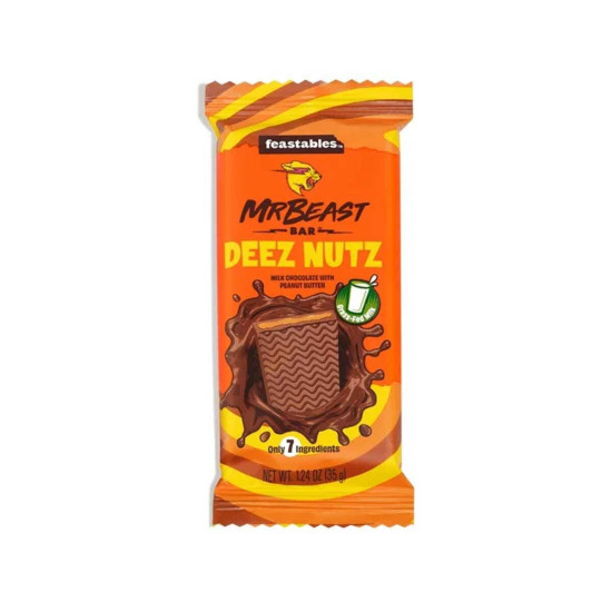 Mr Beast Feastables Bar Deez Nutz Milk Chocolate With Puffed Butter 60g