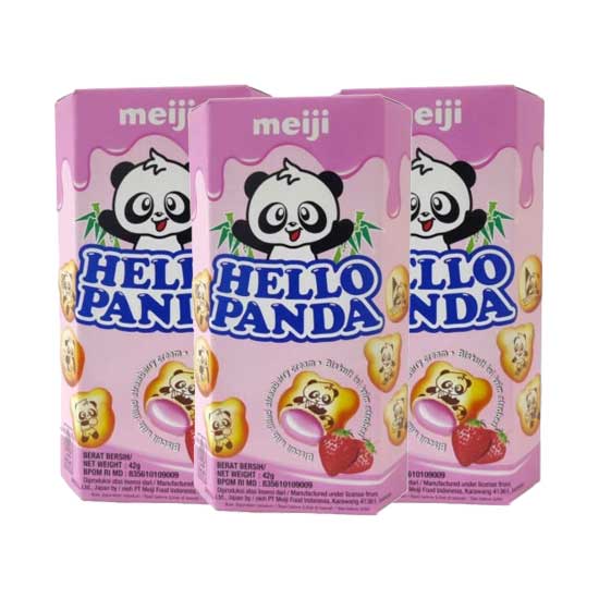 Hello Panda Biscuit With Strawberry Flavoured Cream 42g Pack Of 3