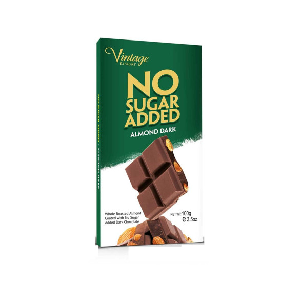 Vintage No Sugar Added Almond Dark Chocolate 100g